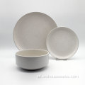 Solid Two Tone Color With Art Ceramic Dinner Set